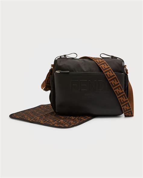 fendi ff logo diaper bag brown|Fendi diaper bag used.